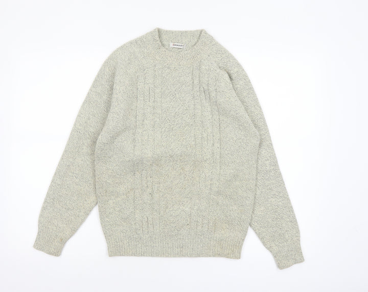 Damart Women's Grey Cable-Knit Crew Neck Pullover Jumper XS
