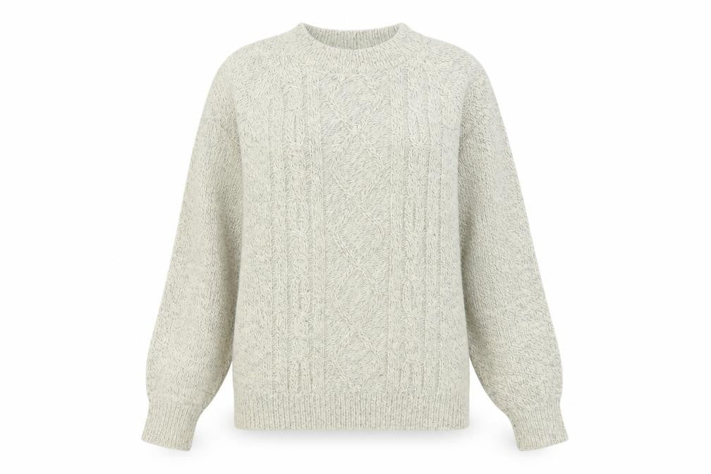 Front view of Damart Women's Grey Cable-Knit Crew Neck jumper XS