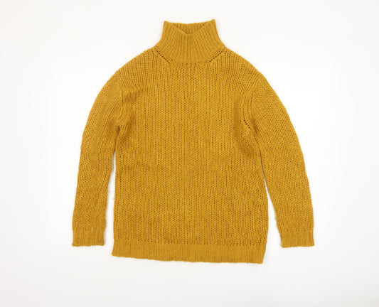 Heine Women’s Yellow Wool Blend Roll Neck Chunky Knit Jumper Size 8
