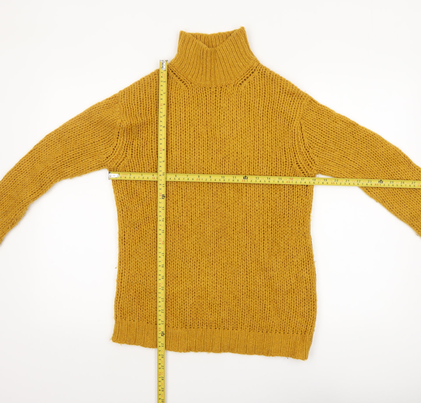 Heine Women’s Yellow Wool Blend Roll Neck Chunky Knit Jumper Size 8