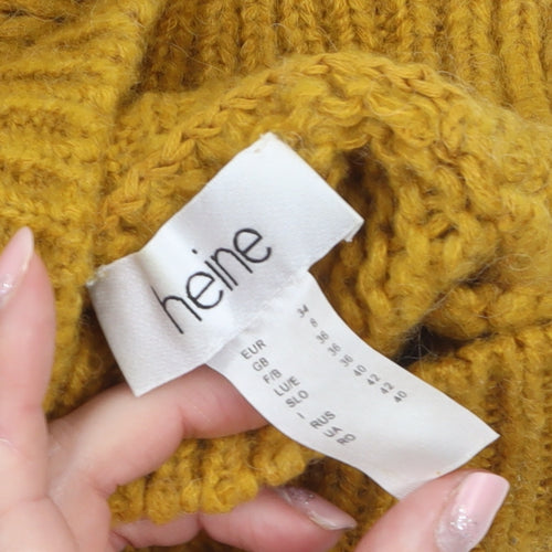 Heine Women’s Yellow Wool Blend Roll Neck Chunky Knit Jumper Size 8