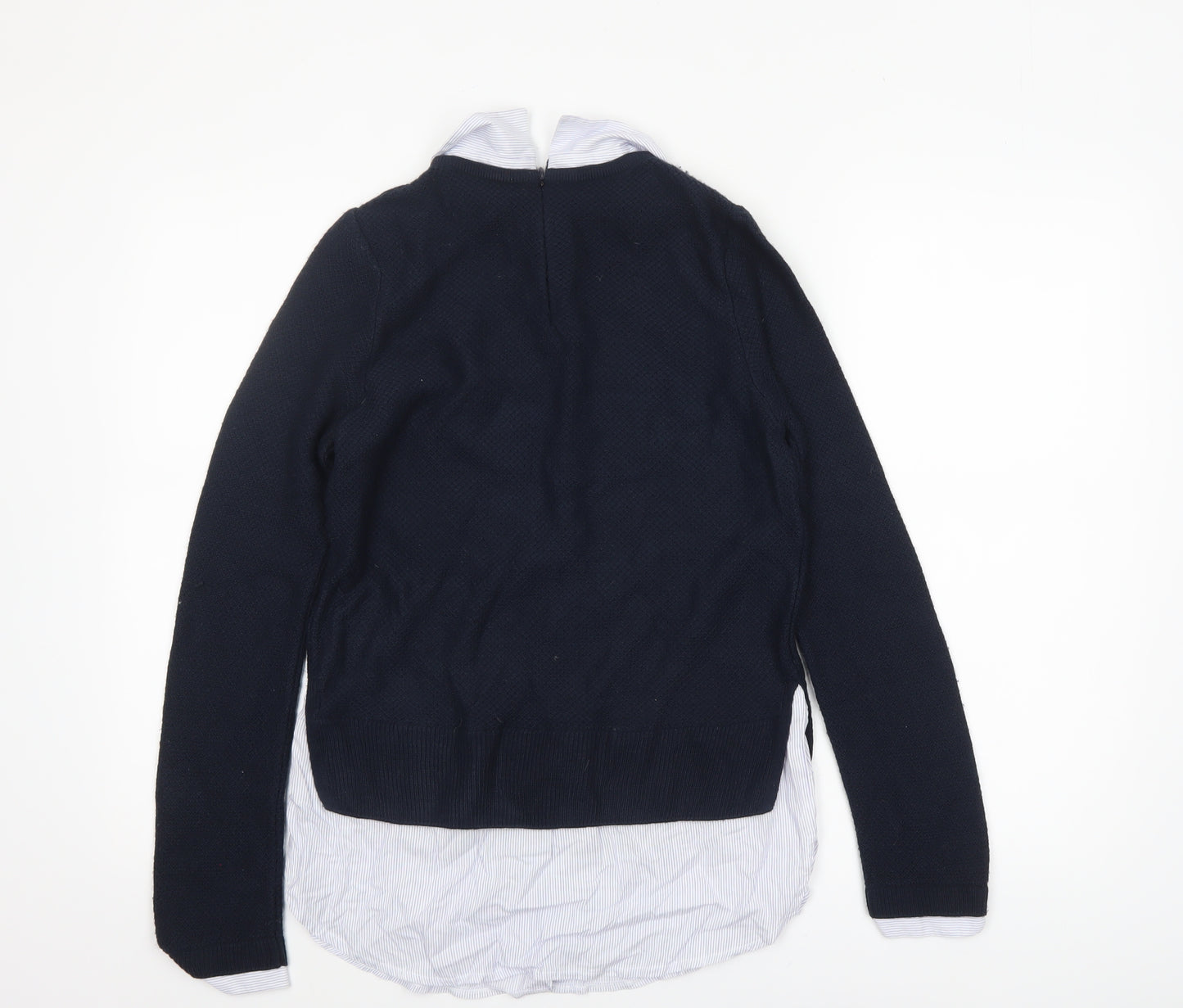 Topshop Women's Blue Collared Pullover Jumper UK 8 Classic Knit