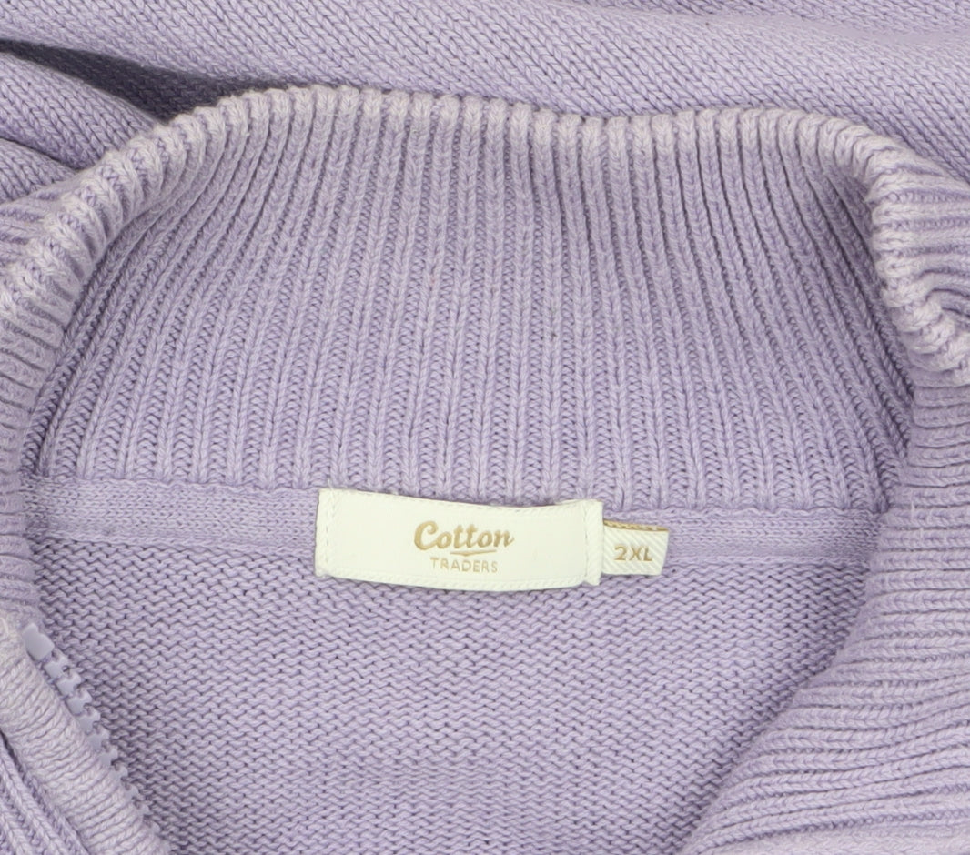 Cotton Traders Men’s Purple 2XL Full Zip Cotton Jumper