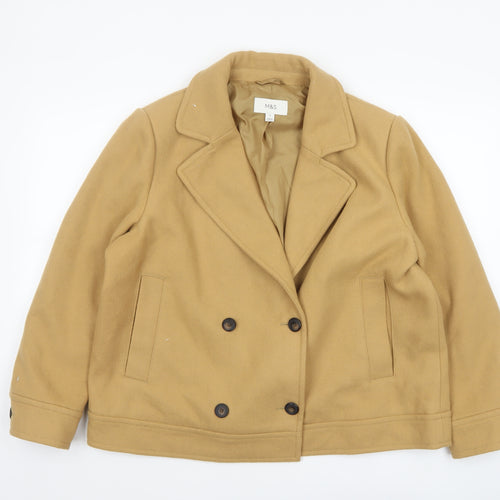 Marks and Spencer Womens Beige Wool Pea Coat Size 18