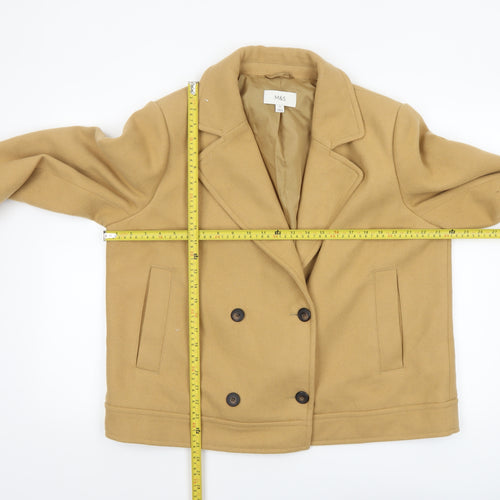 Marks and Spencer Womens Beige Wool Pea Coat Size 18