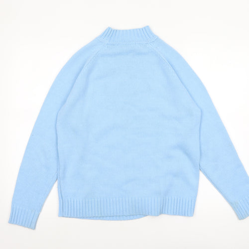 Berkertex Women’s Blue Mock Neck Cable-Knit Jumper Size 14-16