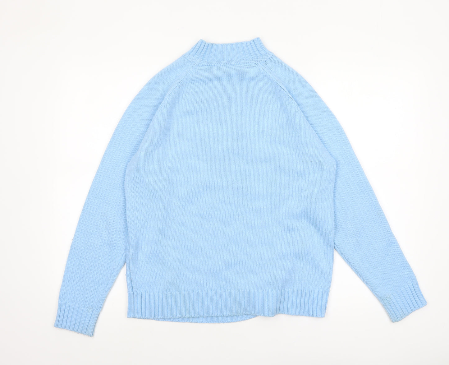 Berkertex Women’s Blue Mock Neck Cable-Knit Jumper Size 14-16