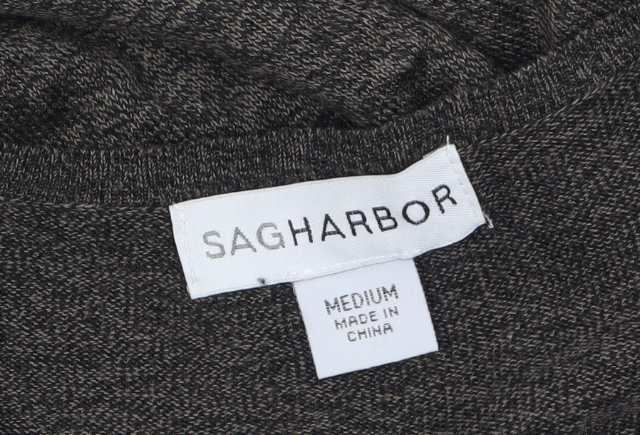 Sag Harbor Women's Grey Knit Open Cardigan Size M