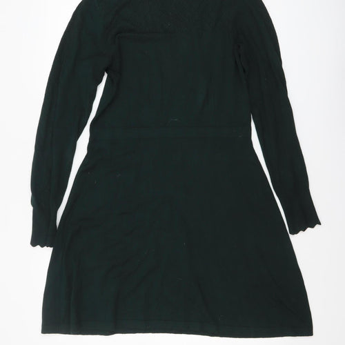 Warehouse Women’s Black Knit Fit & Flare High Neck Dress Size 12