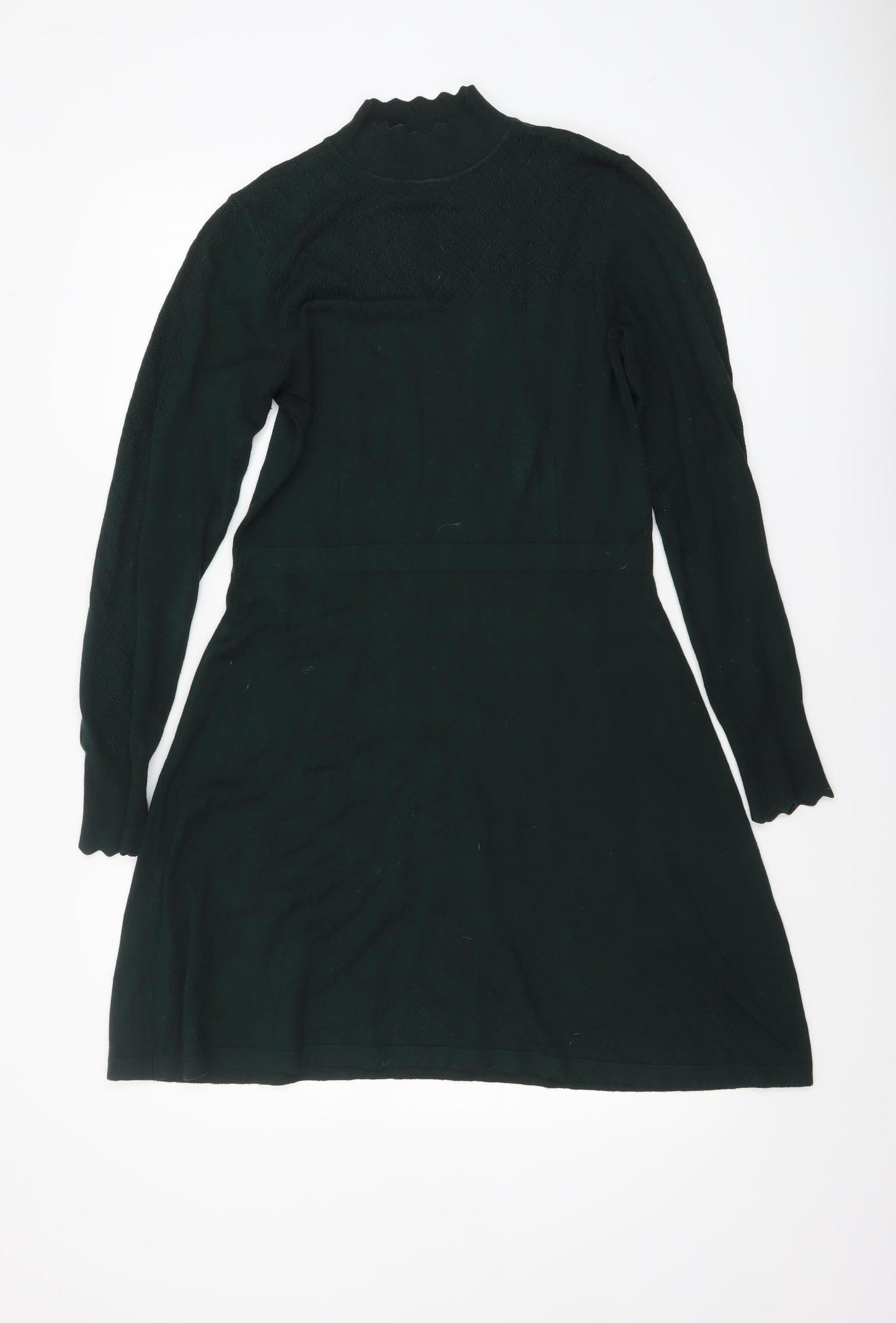 Warehouse Women’s Black Knit Fit & Flare High Neck Dress Size 12