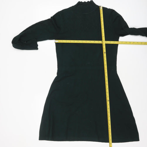Warehouse Women’s Black Knit Fit & Flare High Neck Dress Size 12