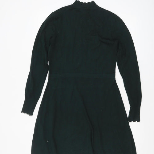 Warehouse Women’s Black Knit Fit & Flare High Neck Dress Size 12