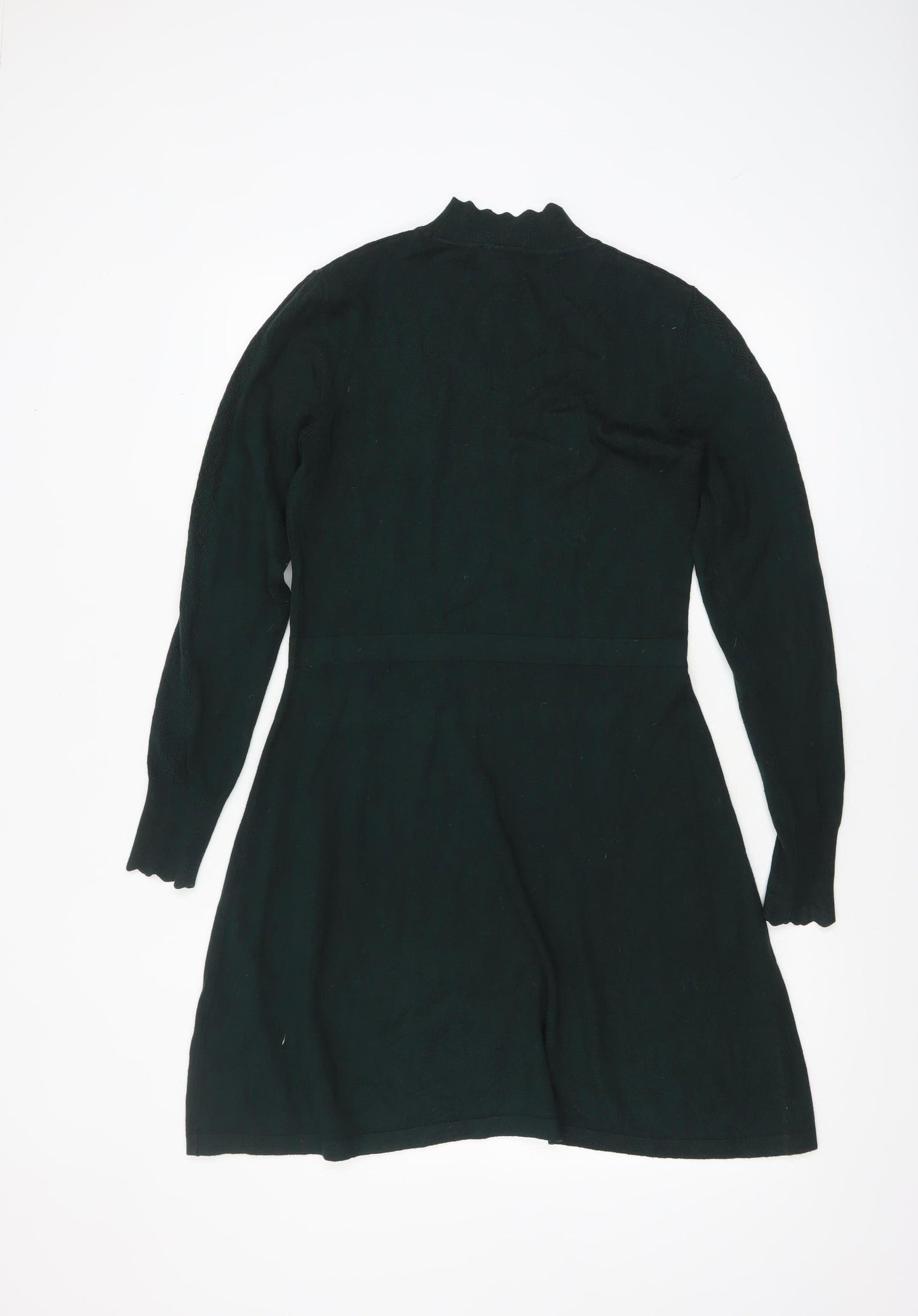 Warehouse Women’s Black Knit Fit & Flare High Neck Dress Size 12