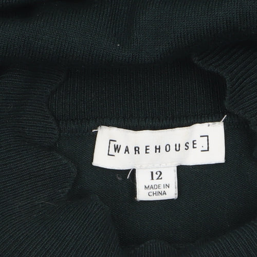 Warehouse Women’s Black Knit Fit & Flare High Neck Dress Size 12