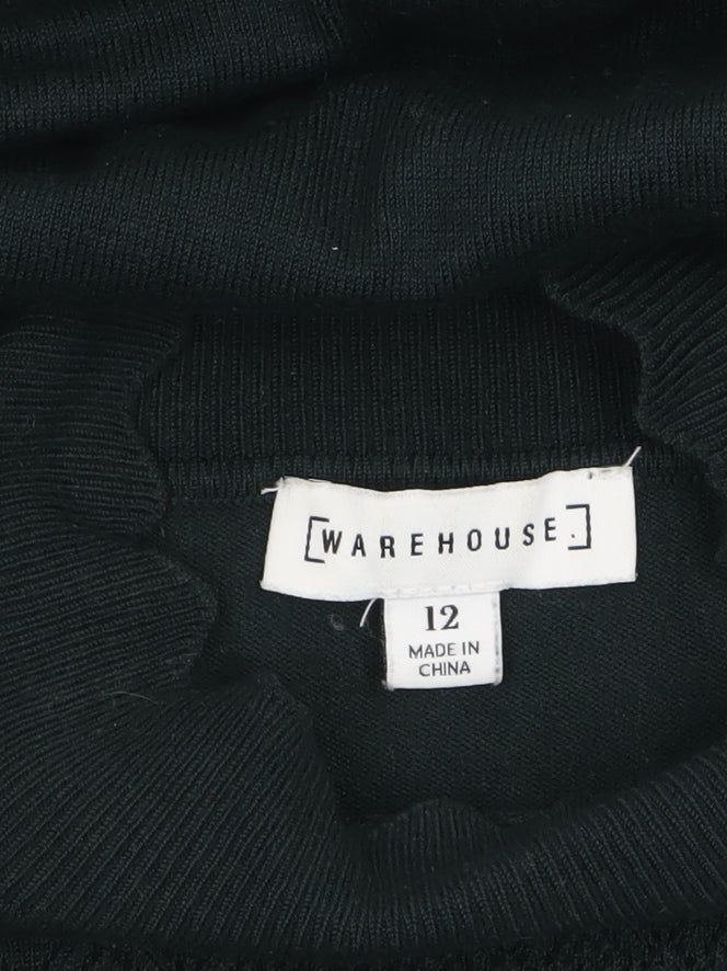 Warehouse Women’s Black Knit Fit & Flare High Neck Dress Size 12