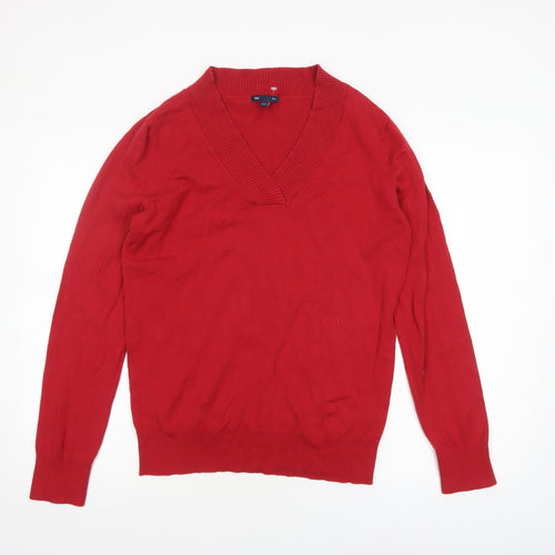 Gap Womens Red V-Neck Long Sleeve Pullover Knit Jumper L