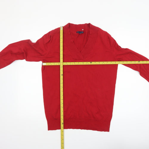 Gap Womens Red V-Neck Long Sleeve Pullover Knit Jumper L