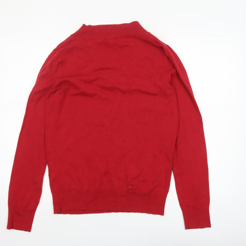Gap Womens Red V-Neck Long Sleeve Pullover Knit Jumper L