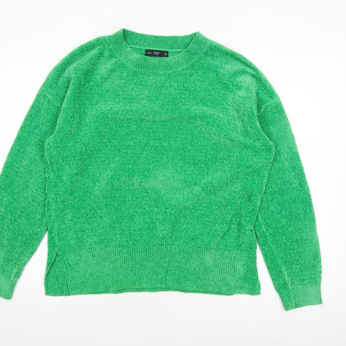 F&F Women’s Green Crew Neck Knit Pullover Jumper Size 14