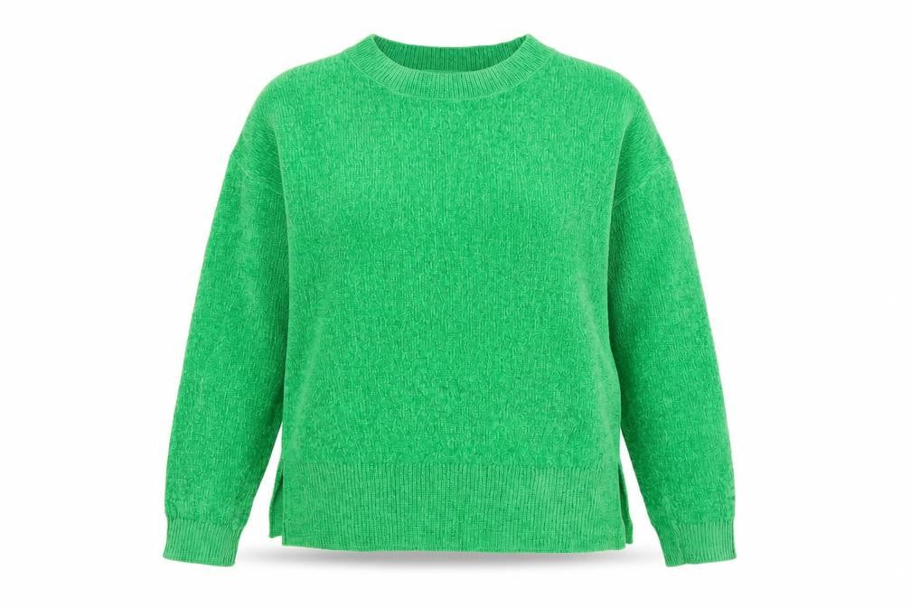 Front view of F&F Women’s Green Crew Neck Knit jumper, size UK 14