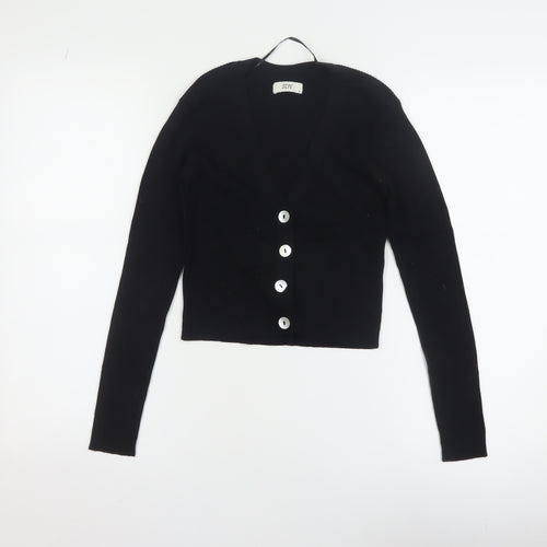 Jacqueline de Yong Women's Black V-Neck Button Knit Cardigan Size S