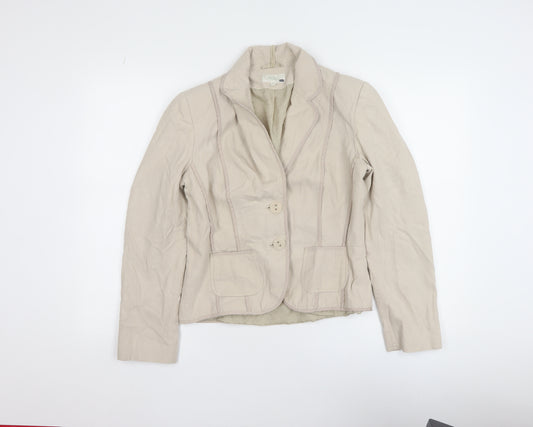 Marks and Spencer Beige Linen Blend Women's Regular Fit Blazer Size 10