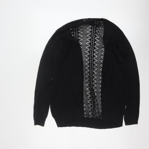 New Look Women's Black Open-Knit Cotton Cardigan Size 6