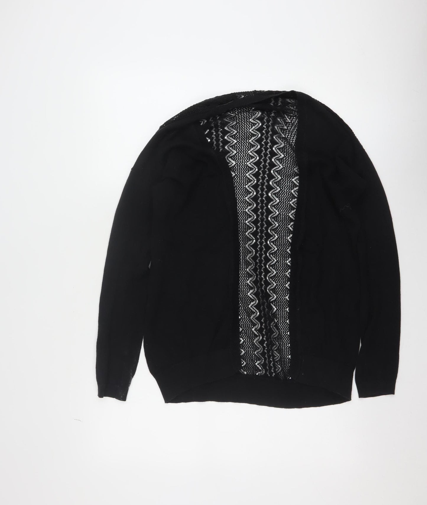 New Look Women's Black Open-Knit Cotton Cardigan Size 6