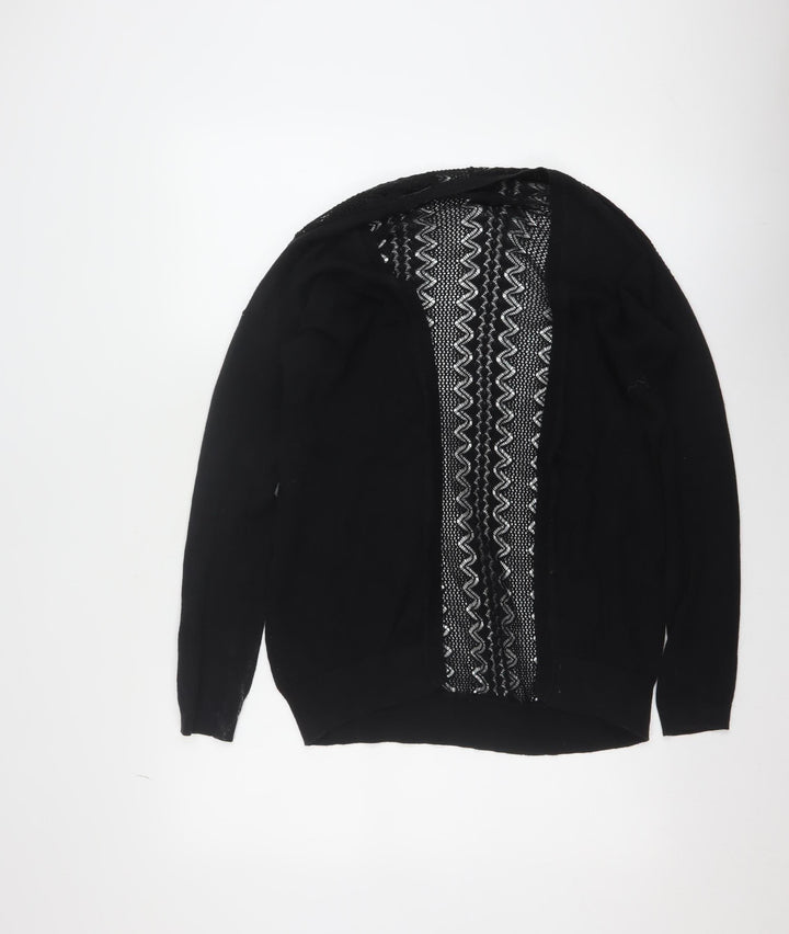 New Look Women's Black Open-Knit Cotton Cardigan Size 6