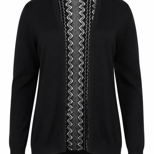 New Look Women's Black Open-Knit Cotton Cardigan Size 6