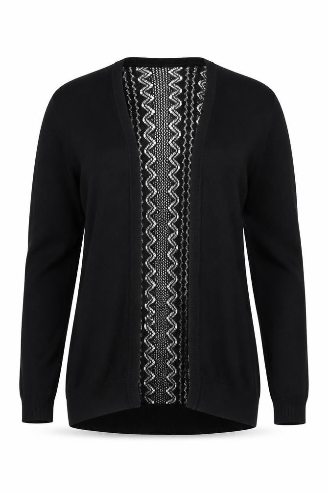 New Look Women's Black Open-Knit Cotton Cardigan Size 6