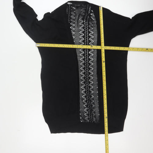 New Look Women's Black Open-Knit Cotton Cardigan Size 6