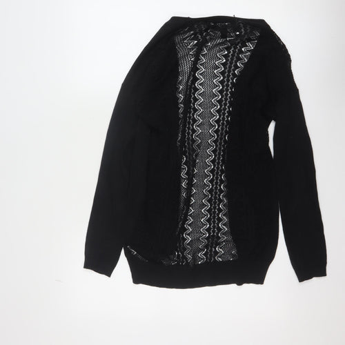 New Look Women's Black Open-Knit Cotton Cardigan Size 6