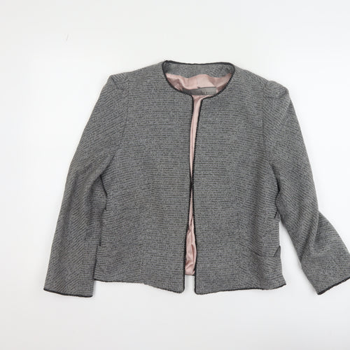 Zara Basic Women's Grey Tweed Single-Breasted Blazer UK 14