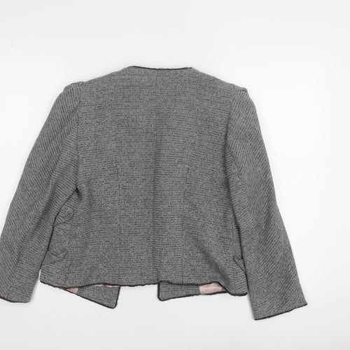 Zara Basic Women's Grey Tweed Single-Breasted Blazer UK 14
