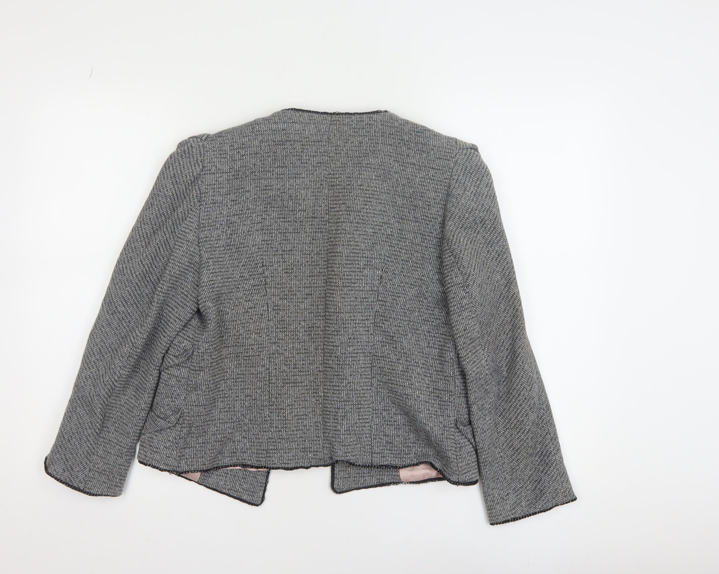 Zara Basic Women's Grey Tweed Single-Breasted Blazer UK 14