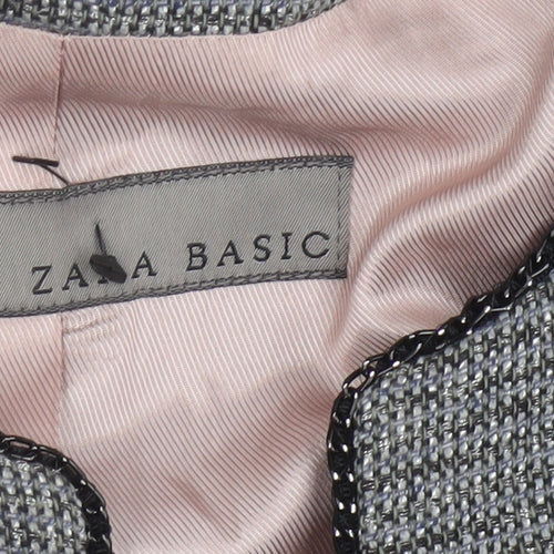 Zara Basic Women's Grey Tweed Single-Breasted Blazer UK 14