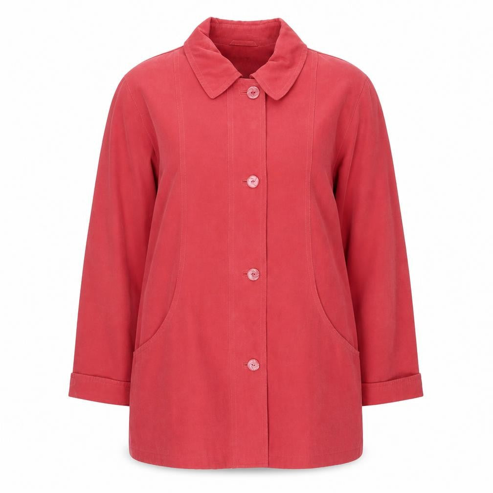 Front view of C.F.E. Classic Club Women's Red Button-Up Short Jacket, size 14, Polyester