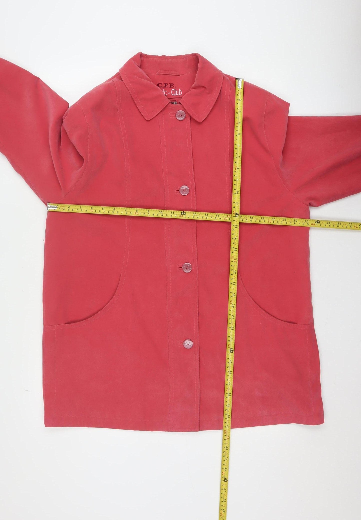 C.F.E. Classic Club Women's Red Button-Up Short Jacket Size 14 Polyester