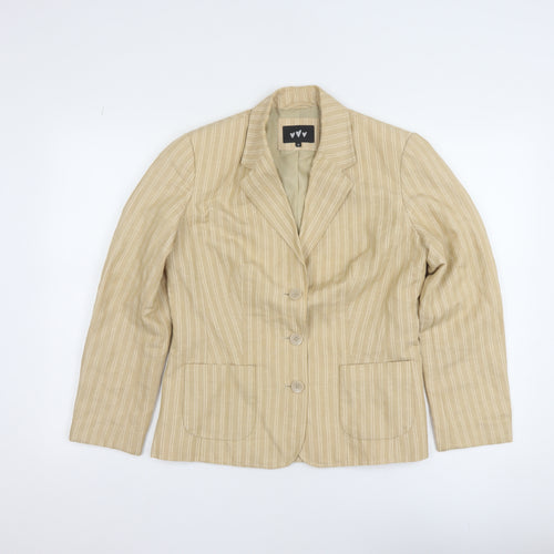 Marks and Spencer Per Una Women’s Beige Linen Blend Pinstripe Blazer Size 10