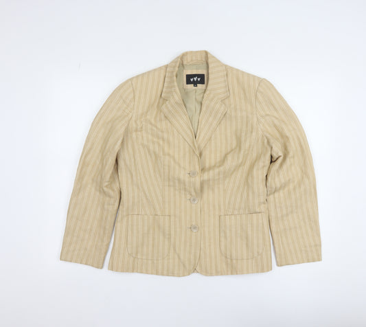 Marks and Spencer Per Una Women’s Beige Linen Blend Pinstripe Blazer Size 10