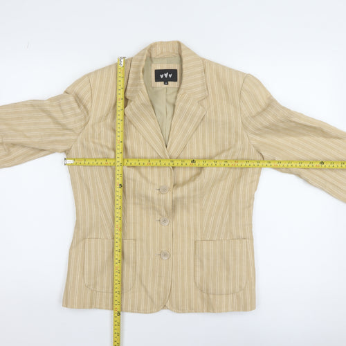 Marks and Spencer Per Una Women’s Beige Linen Blend Pinstripe Blazer Size 10
