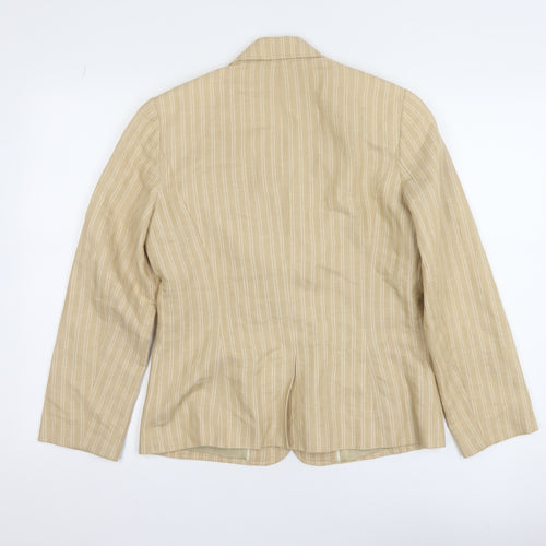 Marks and Spencer Per Una Women’s Beige Linen Blend Pinstripe Blazer Size 10