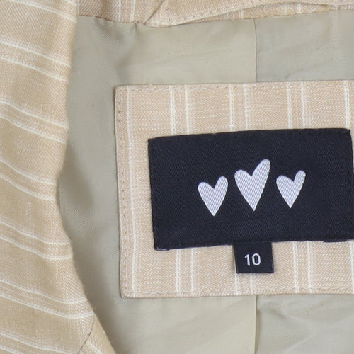 Marks and Spencer Per Una Women’s Beige Linen Blend Pinstripe Blazer Size 10