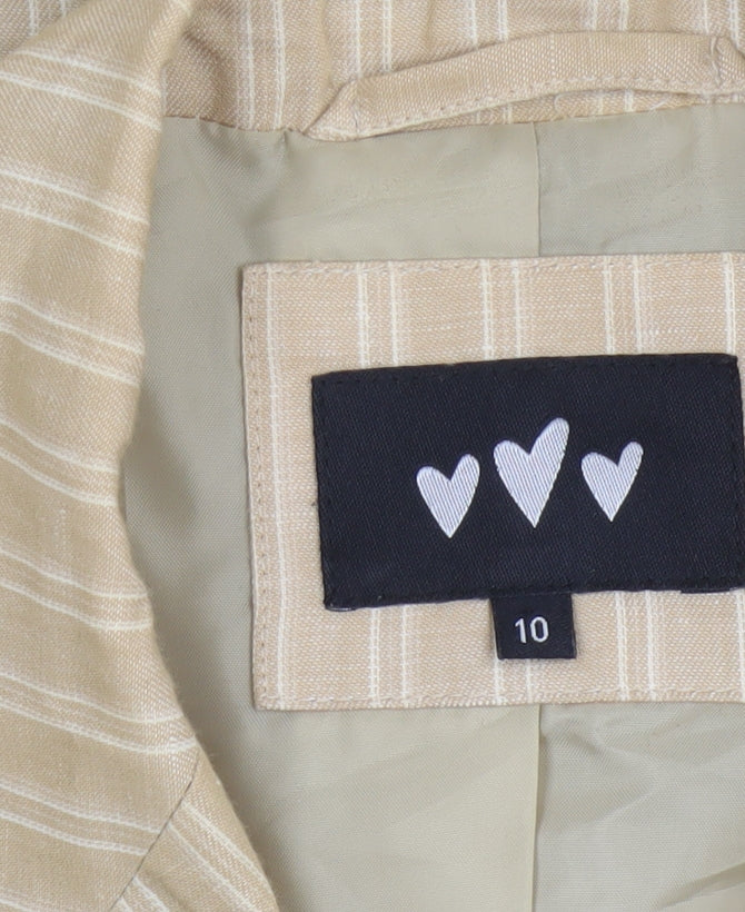 Marks and Spencer Per Una Women’s Beige Linen Blend Pinstripe Blazer Size 10