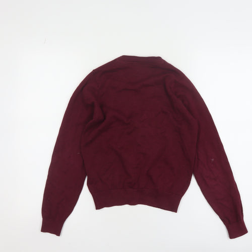 Marks and Spencer Boys Burgundy Cotton Cardigan 10-11 Years Button Up Classic Knit