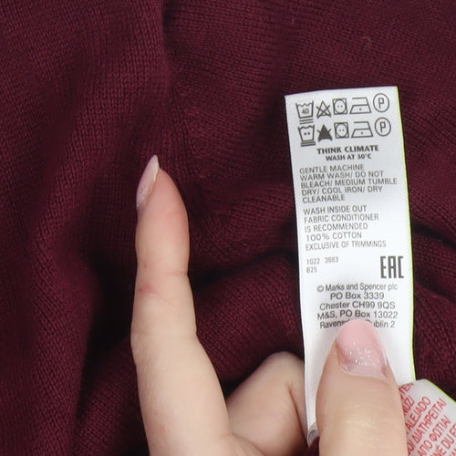 Marks and Spencer Boys Burgundy Cotton Cardigan 10-11 Years Button Up Classic Knit
