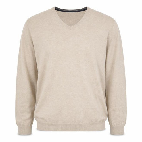 Jasper Conran Men’s Beige V-Neck Cotton Cashmere Jumper XL
