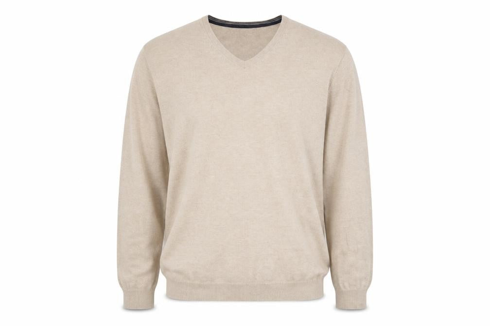 Jasper Conran Men’s Beige V-Neck Cotton Cashmere Jumper XL