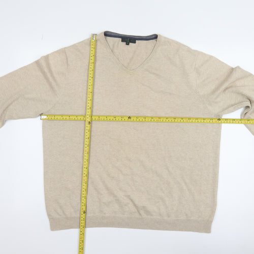 Jasper Conran Men’s Beige V-Neck Cotton Cashmere Jumper XL